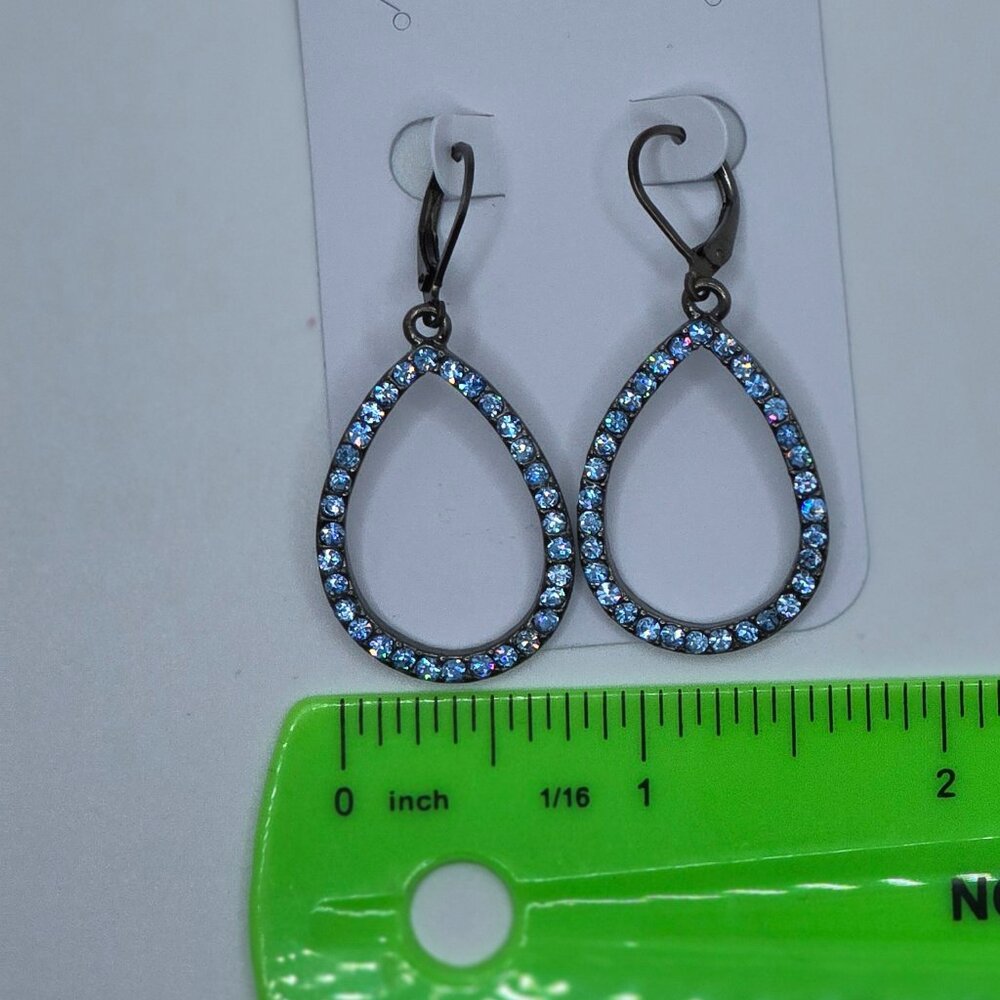 Vintage Real Collectibles by Adrienne Blue/Teal Rhinestone Cross & Drop Earrings - Picture 10 of 10